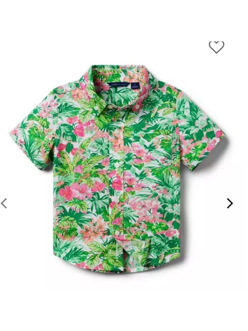 Janie and Jack Green Pink Tropical Shirt 12-18 Months